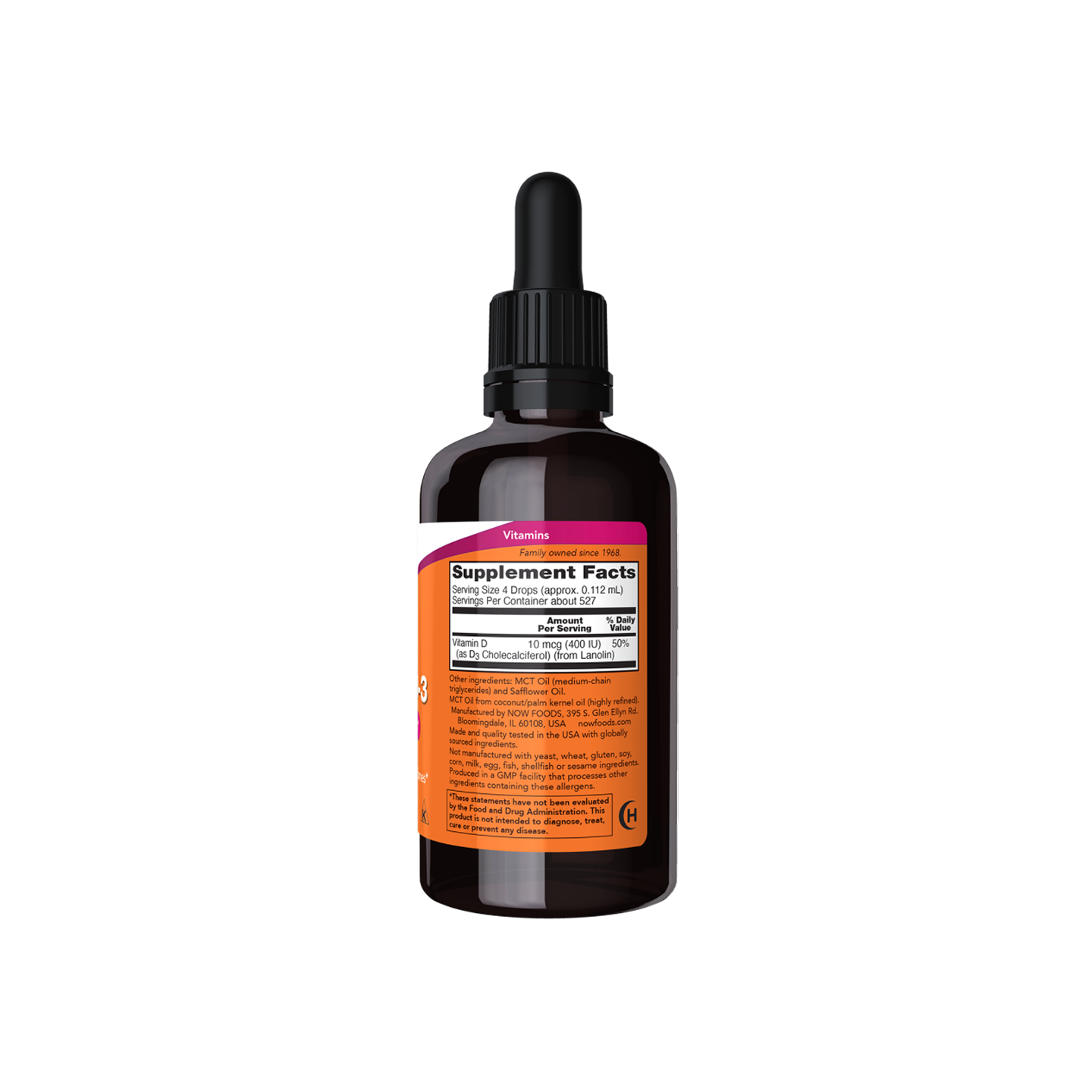 NOW Foods Vitamina D-3 Líquida 59 ml