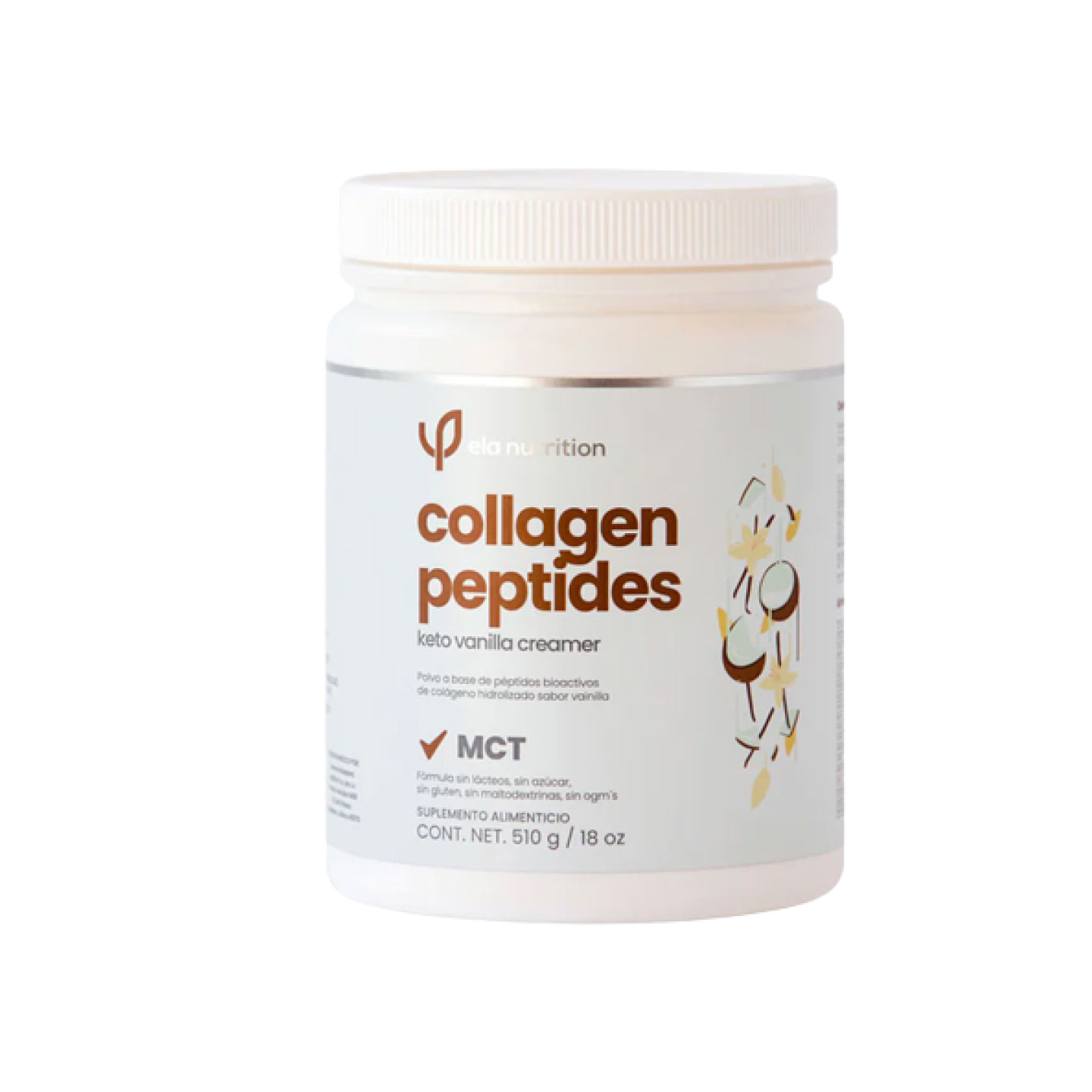 Ela Nutrition Péptidos de Colágeno Keto Vainilla Crema, 510 gr