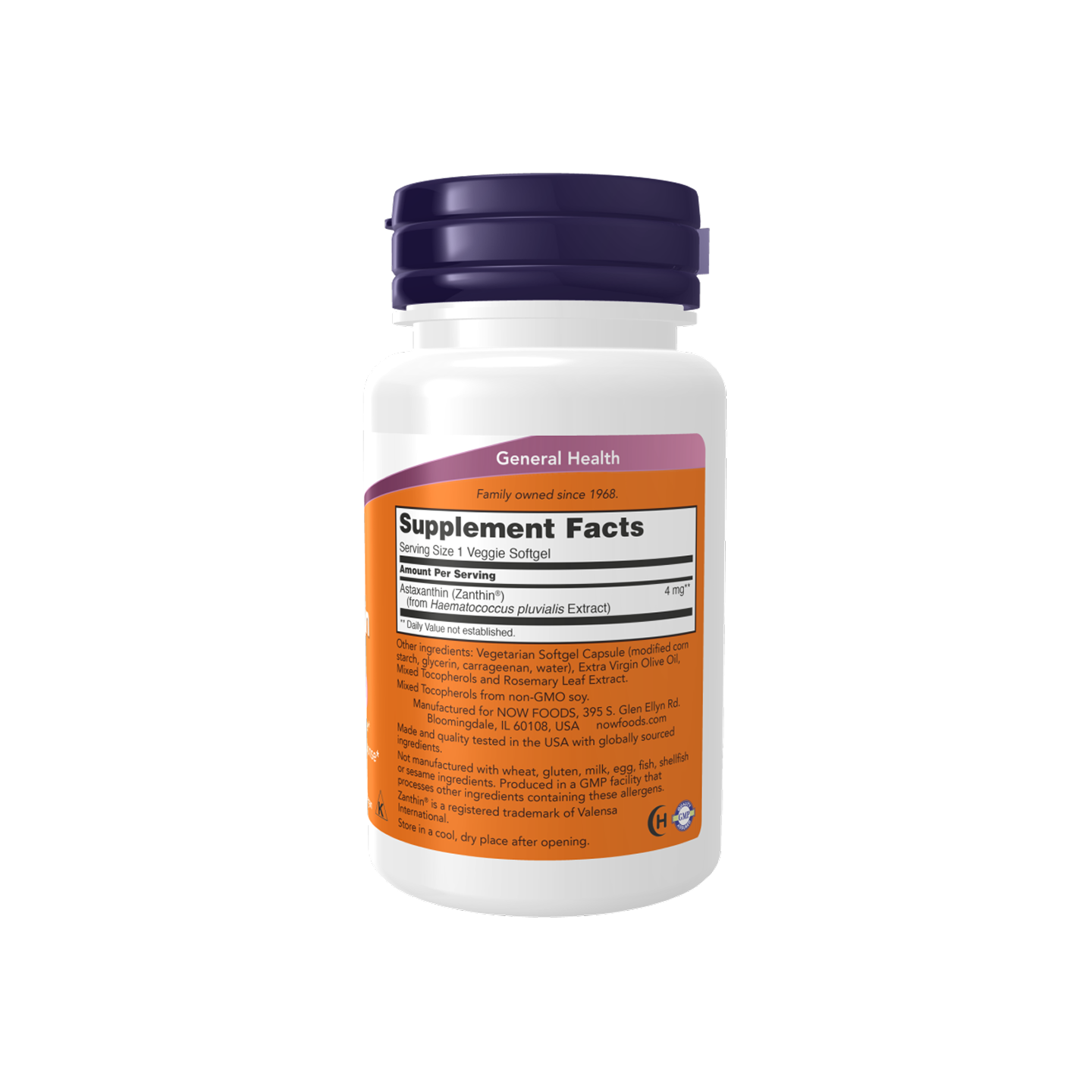 NOW Foods Astaxantina 4 mg, 60 cápsulas blandas vegetarianas