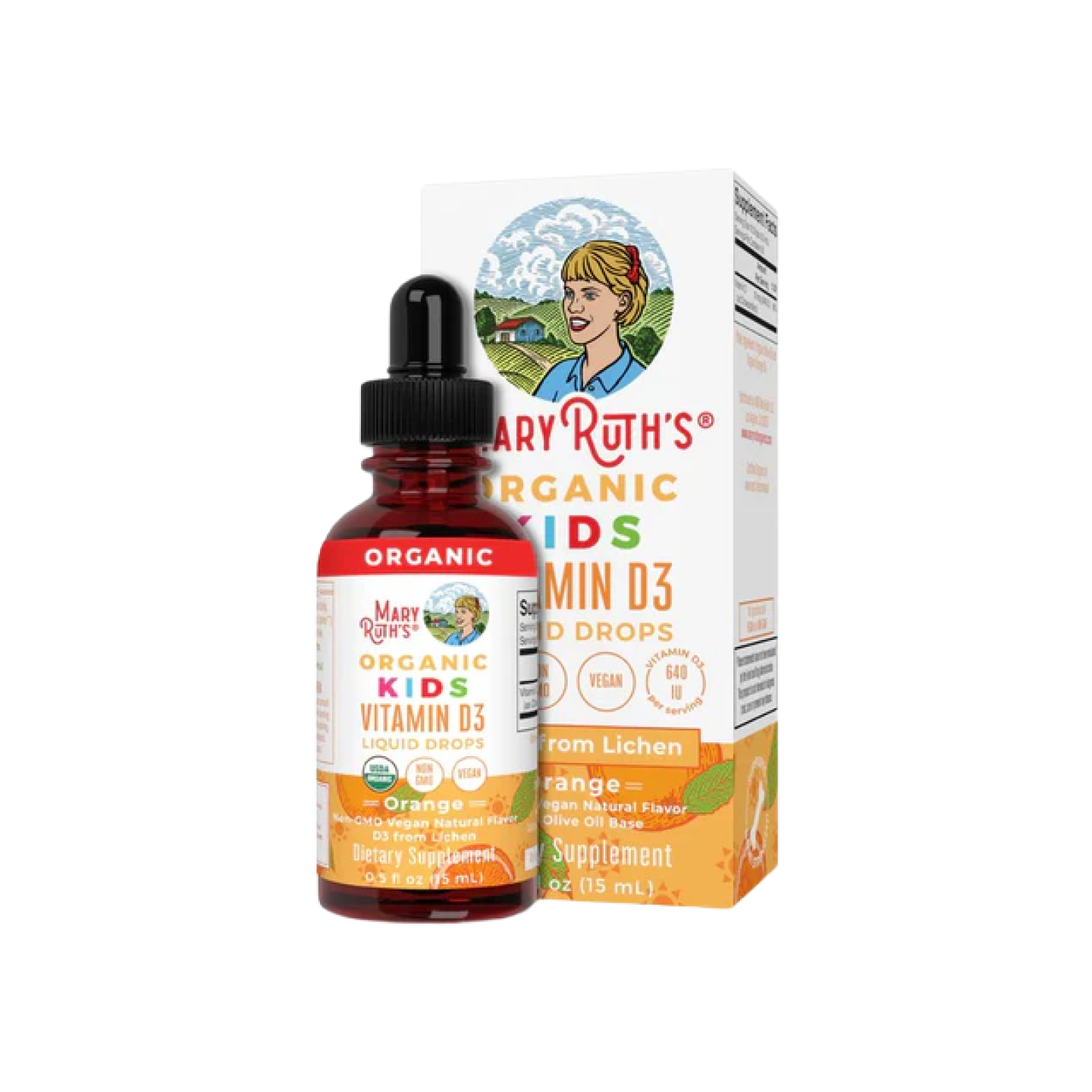 Gotas líquidas orgánicas de vitamina D3 para niños 0.5 oz MARY RUTH