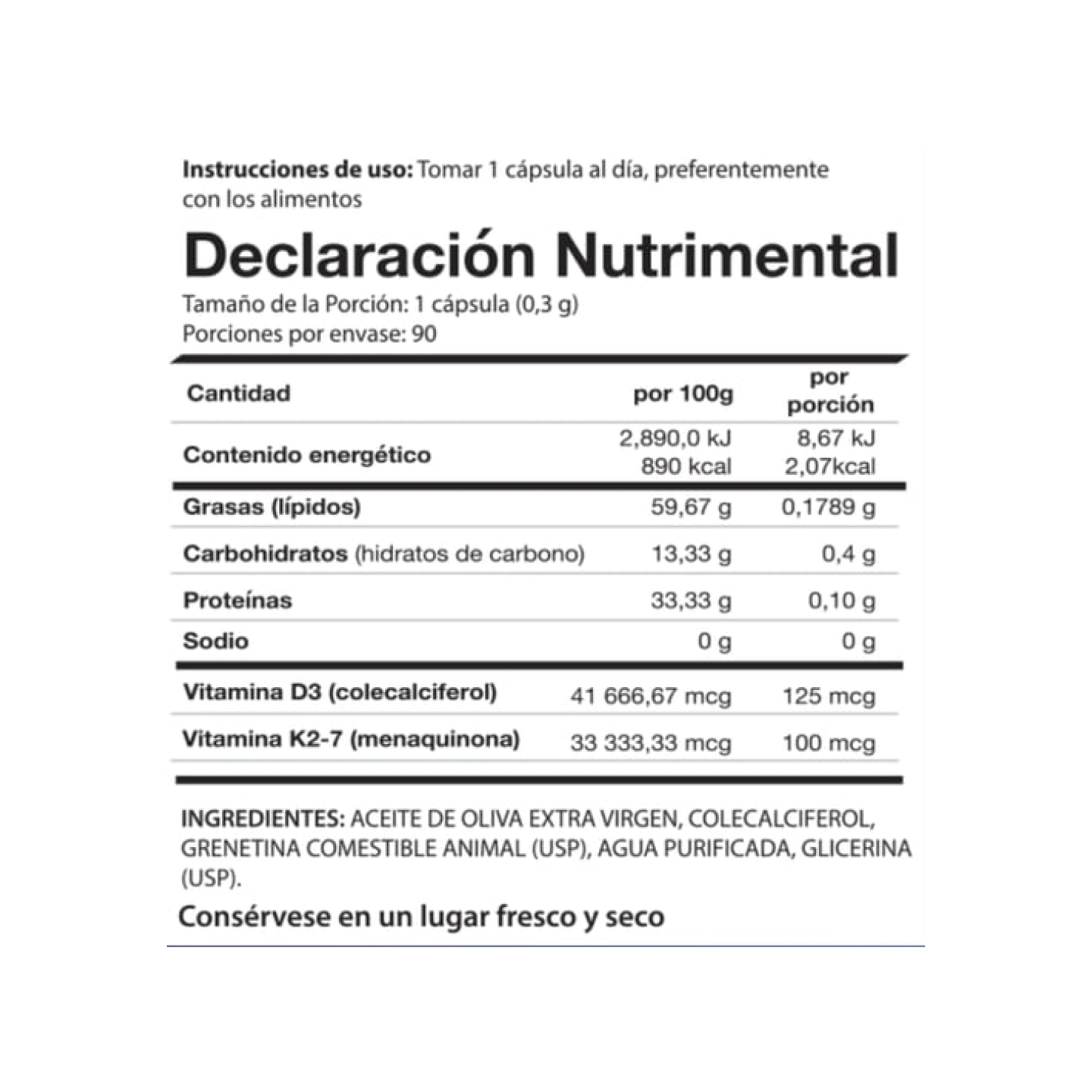 New Functional  Vitamina D3+k2, 90 cápsulas
