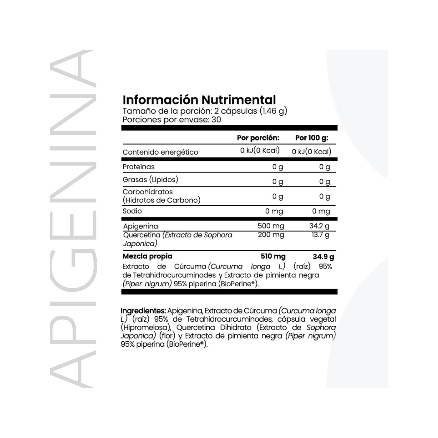 CellX Apigenina 500 mg, 60 cápsulas