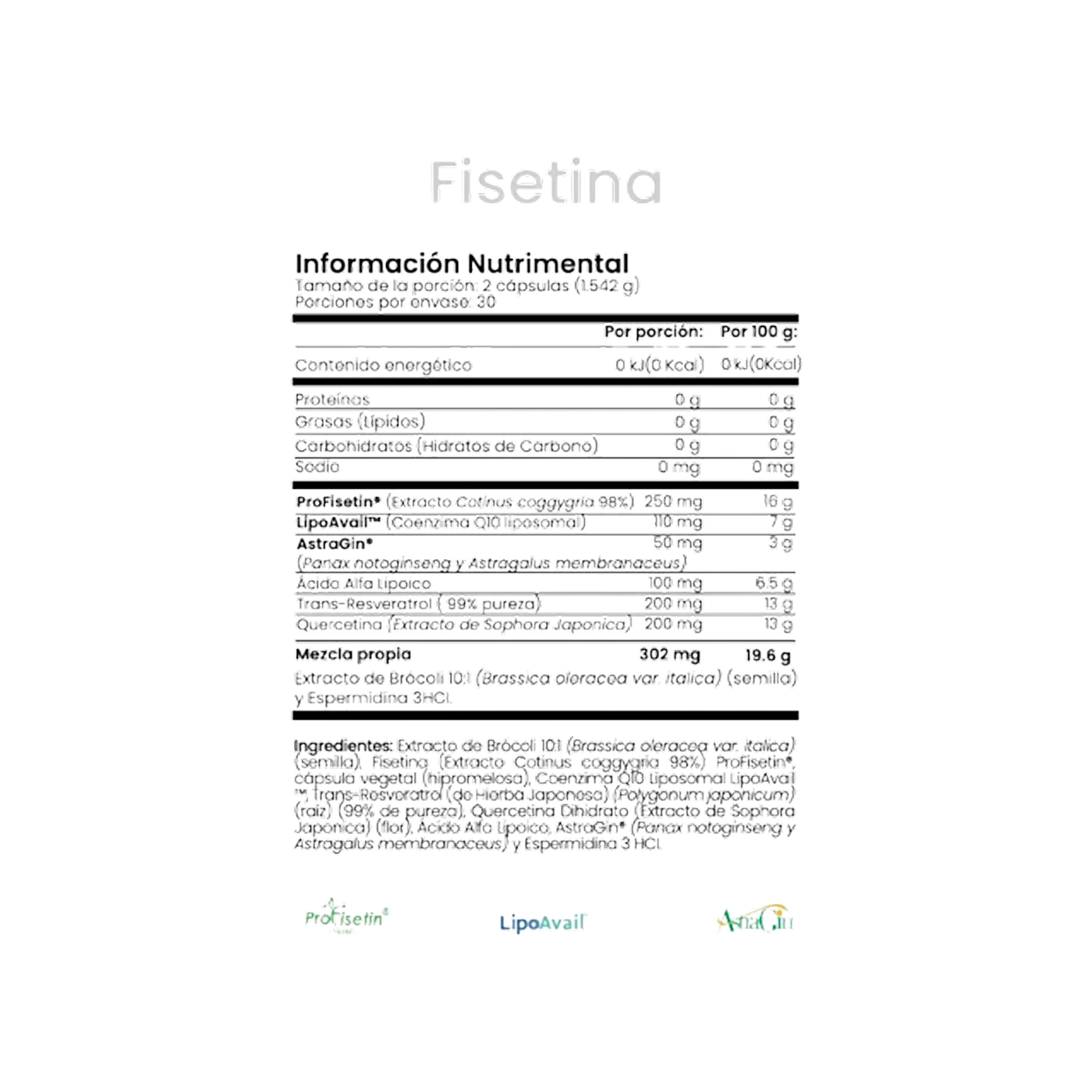 CellX Fisetina 250 mg, 60 cápsulas