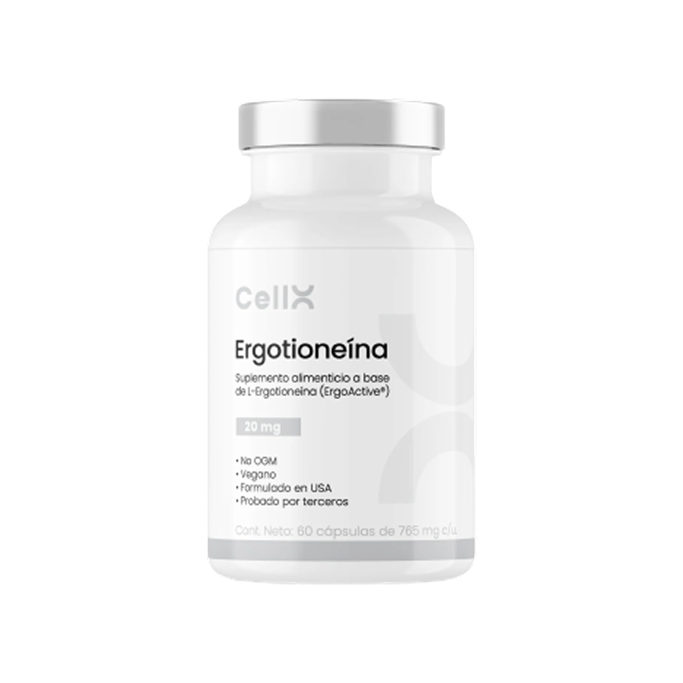 CellX Ergotioneína 20 mg, 60 cápsulas