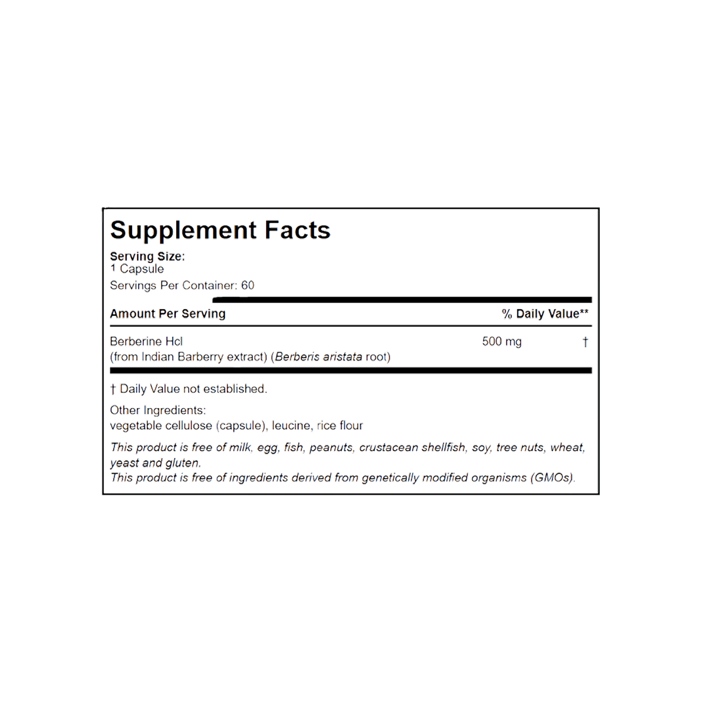 Berberine 500 mg Patient One Formulas 60 cápsulas