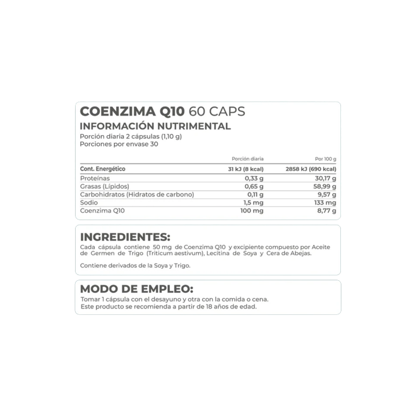 Coenzima Q10 60 cápsulas - Pronat
