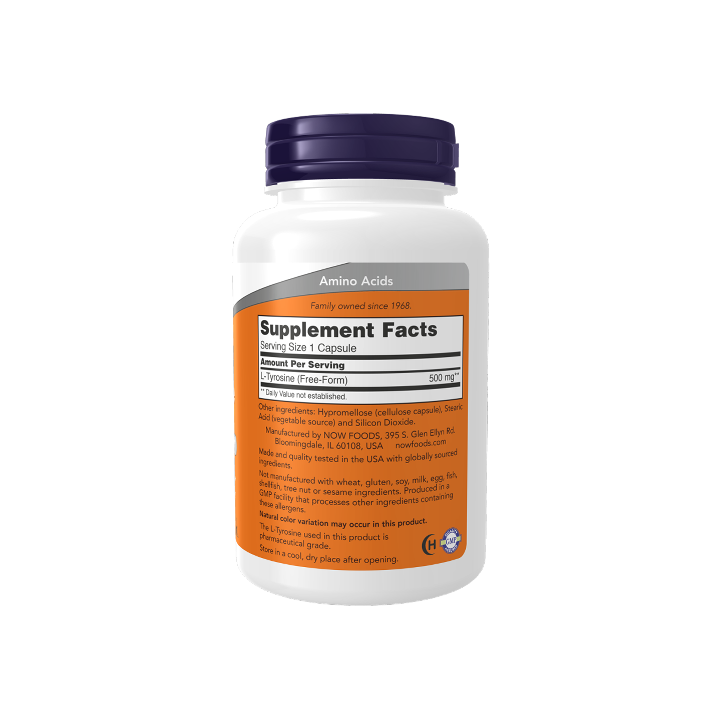 NOW Foods L-Tyrosine 500 mg, 500 mg, 120 cápsulas