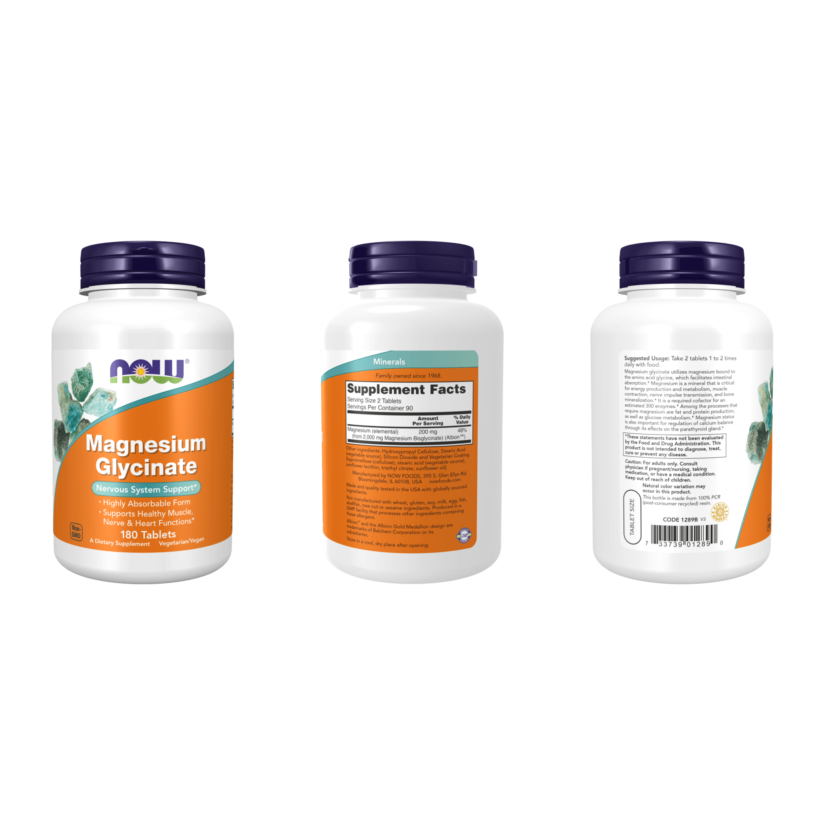 Now Foods Glicinato de Magnesio, 180 cápsulas