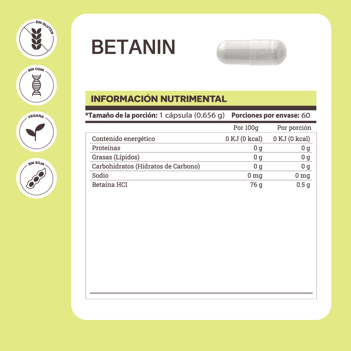 Matter Betaína HCI, 60 cápsulas