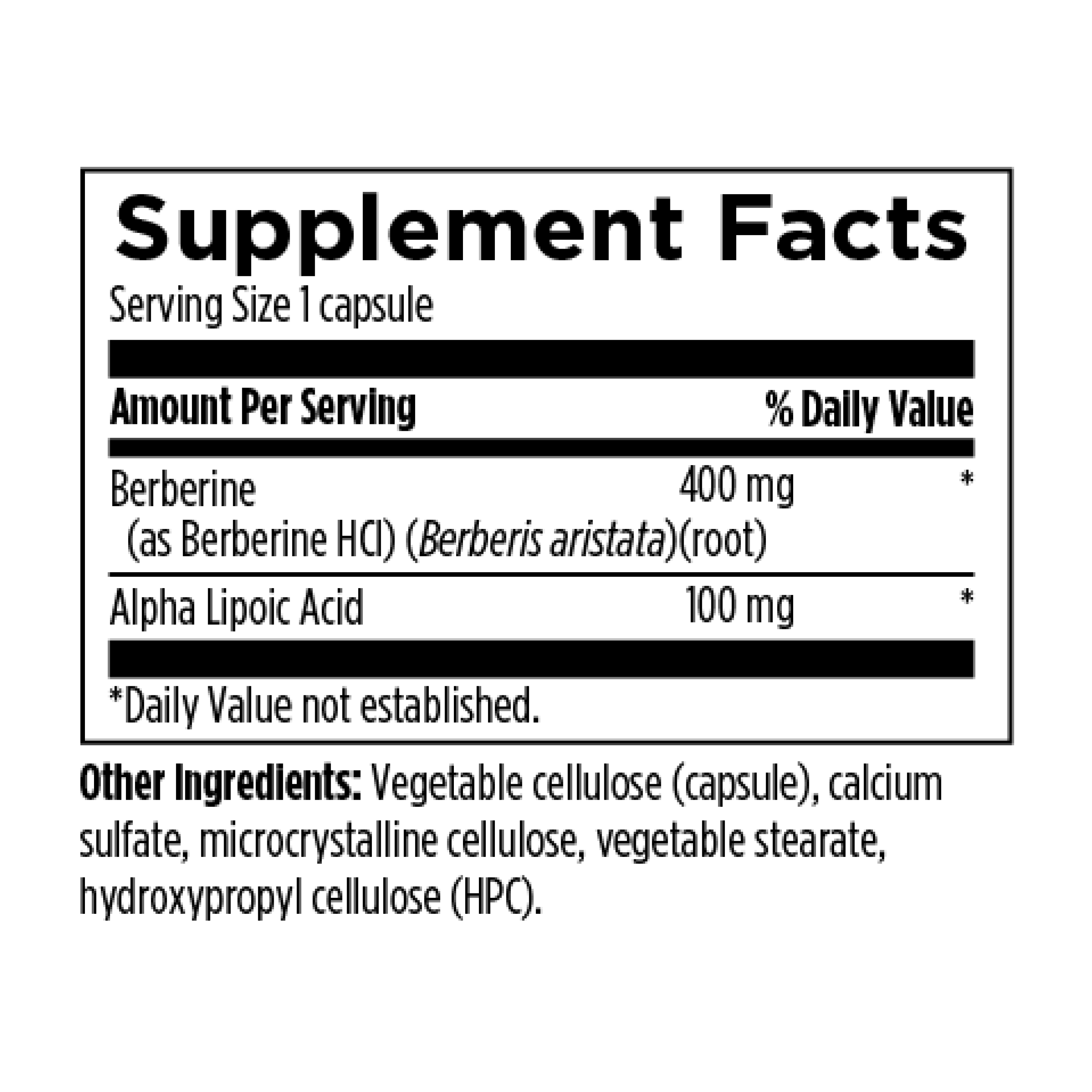 Berberine Synergy 400 mg + 100 mg ALA | 60 cápsulas | -GNAL-